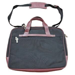 Jack Georges‎ Black Brown Canvas Leather Messenger Laptop Bag Carry On Simple